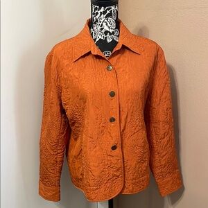 Chico's Orange Utility Jacket with Quilted Texture